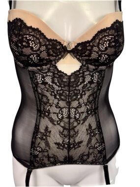 Victoria's Secret Black Lace Corset Bustier 34C